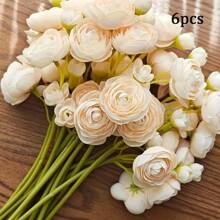 6-Piece Set Of Artificial Lilies, Light Champagne Color, Perfect For DIY Bouquets, Suitable For Weddings, Proposals, Center Decorations, Bridal Parties, And Home Decor