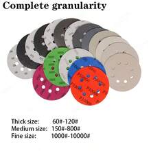 Bộ 10/36 tờ giấy nhám khô và ướt 5 inch - Độ nhám 240-10000 - Bộ đệm nhám có khóa dán, thích hợp cho phụ kiện máy mài điện. - Giấy nhám 8 lỗ 5 inch - Xem 3