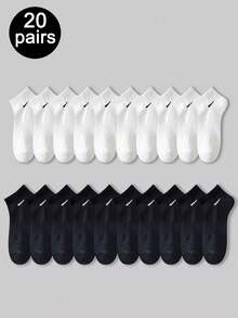 1/5/10/20 Pcs Black & White Leg Warmers Set, Minimalist Versatile Casual Sports Ankle Invisible Leg Warmers, Unisex, Spring/Summer/Autumn - Multicolor - View 11