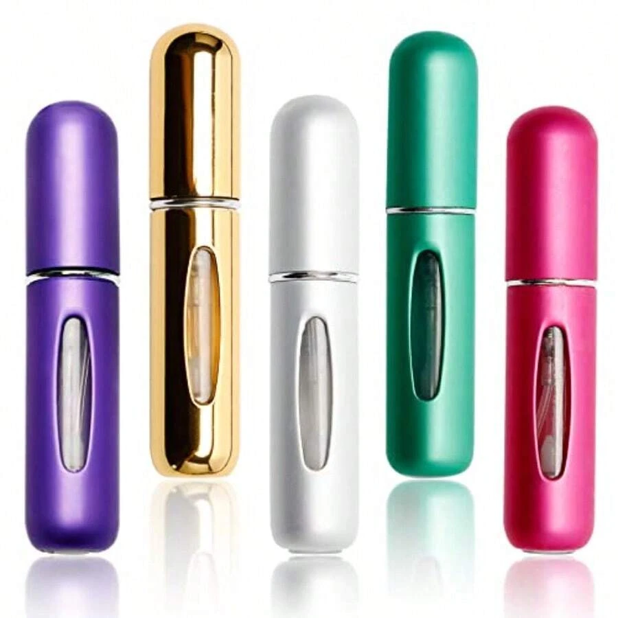 Set de 5 pulverizadores de perfume recargables y portátiles de mini tamaño, botella de perfume con atomizador premium de 5ml para viajes