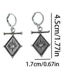 1 paire de boucles d'oreilles pendantes bohèmes géométriques à l'octogone avec fausse pierre de lune, charme vintage, convient pour le port quotidien des femmes et les cadeaux, toutes saisons