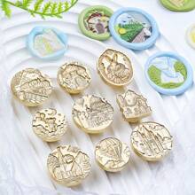 1 Pc Fairy Tale Series Wax Seal Stamp Head, Detachable Solid Brass, Intricate Fairy TalesDesigns (Castle/Rabbit/Bear/Hot Air Balloon/Candy House), Wax Sealed Stamp Head, Fire Paint Seal Head, DIY Craft, Gift Packaging, Envelope Sealing, Party Invitation Letter,Back To School,School Supplies