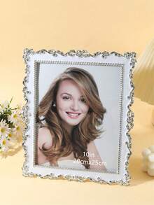 1 Stück silberner kreativer Retro-Artikel Fotorahmen - leichte Tischdekor für Büros & Schlafzimmer (6 Zoll, 7 Zoll und 10 Zoll 3 Größen) (zufälliger Versand von Fotopapier)