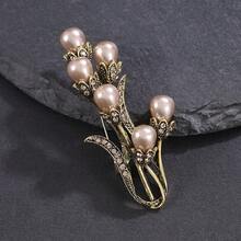1pc Vintage Elegant Lady's Fashion Brooch, Bouquet Shawl Clip Pin, Clothing Decorative Accessory Suitable For Daily, Party Wear, Gift School Office Accessories Shirts Jacket Jewelry Christmas Halloween Clothes Pin Funny Cute Teacher Gifts Costume Accessories Bag Charms - Ancient Gold - View 3