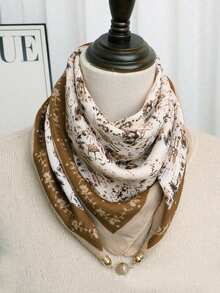 1pc Magnetic Belt With Metal Print Square Scarf