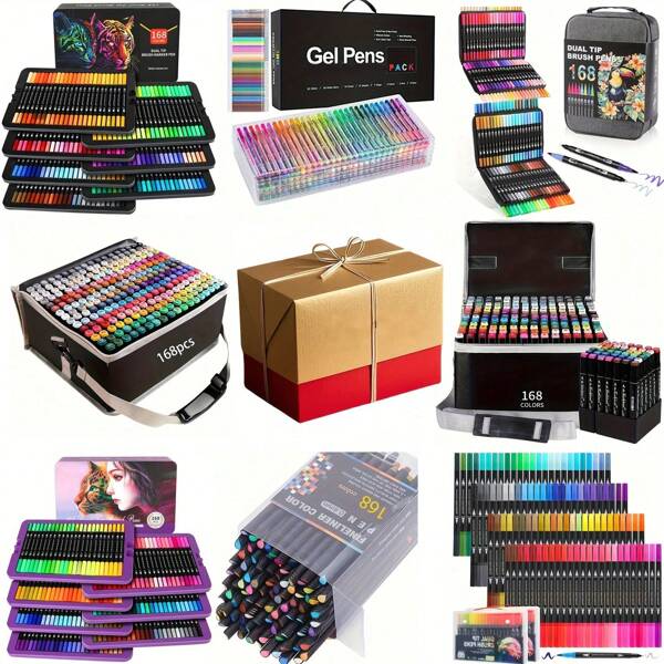 168/120/80/60pcs Markers Blind Box, Mysterious Surprise Random Box  - Artist-Grade Markers Kit With Rare Metallic Colors, Art Supplies For Adults - Ultimate Collection For Creative Teens & Artists, Mystery Gift Box