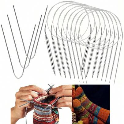 Professional 1/8Pcs Stainless Steel Knitting Needles Set - Versatile, Smooth, Comfort-Grip, Durable, Circular Weaving Essentials 2/2.5/3/4/5/6/7/8 Mm