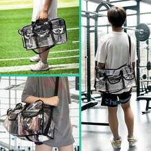 1pc Professional Large Capacity Transparent Cosmetic Storage Bag, High-Quality Cosmetic Bag With 6 External Pockets And Adjustable Shoulder Straps, Suitable For Nail Technicians And Artists To Go Out And Play On The Beach, Easy To Travel