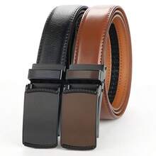 1/2pcs Men's Genuine Leather Ratchet Belt With Automatic Alloy Buckle - Business Style, Micro-Adjustable 1 2/6" For Dress Pants, Second Layer Cowhide - DL84DP85 - View 23