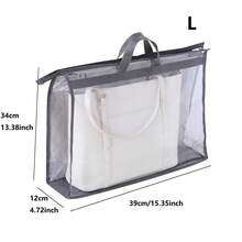 6pcs Transparent Non-Woven Fabric Tote Bags With Zipper And Handles, Garment Bag For Wardrobe Storage, Bag Accessories - Grey - View 17