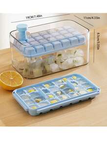 1 Set A Key To Take Off The Mold Ice Compartment Ice Storage Box Double Layer Press Ice Box Single Square Ice Cube Mold Household Storage Box