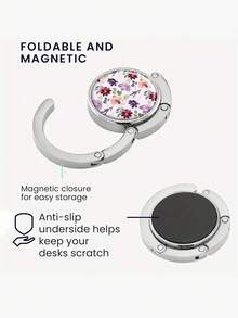Gancho metálico de flores de colores para el bolso - Colgador elegante para el escritorio para mujeres, organizador de almacenamiento de bolsos, idea de regalo única, textura de metal suave, estructura resistente - Multicolor - Ver 4
