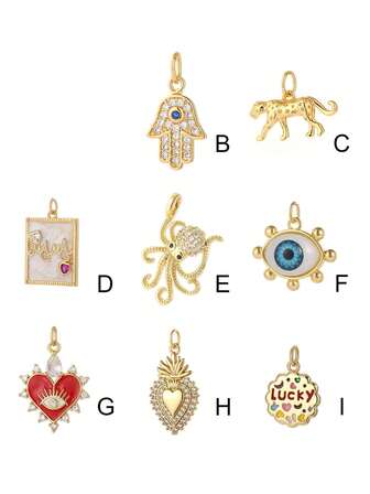 1 st Kopparpläterad Zirconia Stone DIY-hänge, lämplig för halsband, armband, örhänge