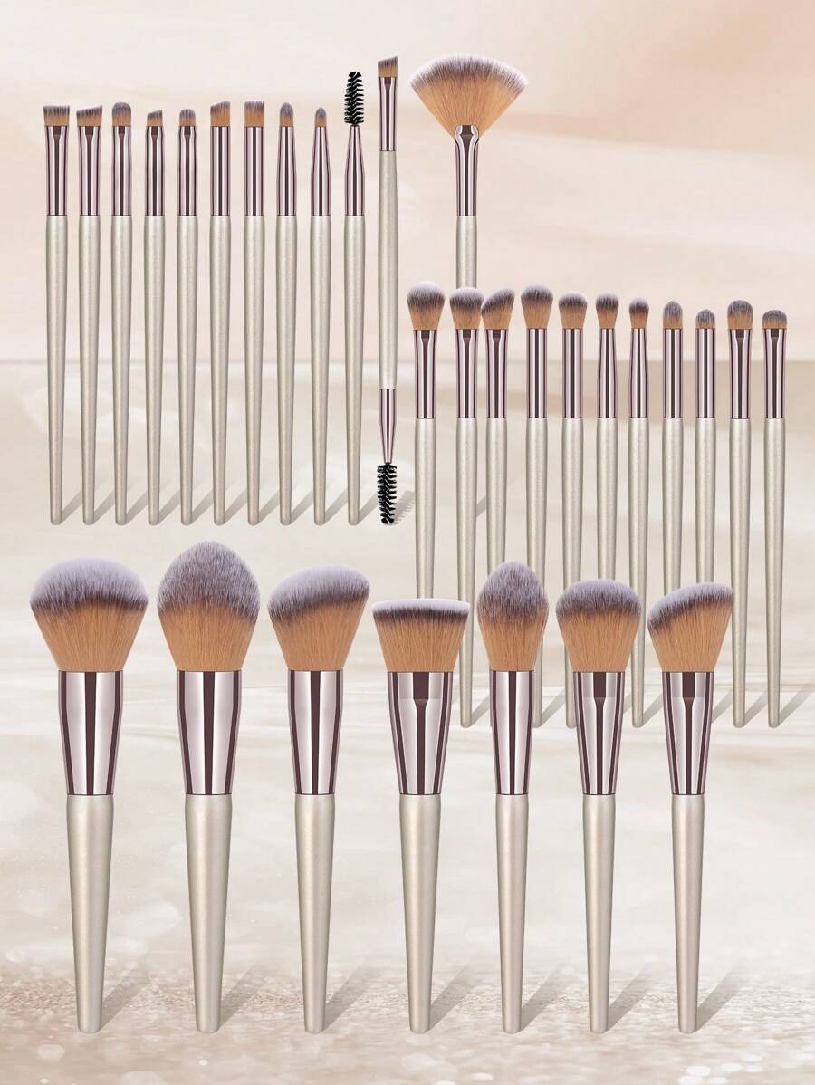 [Champagne Gold ]14-22-25-30 Pcs Makeup Brush Sets Premium Synthetic Hair Eyeshadow Blending Brush Sets Cosmetics Tools