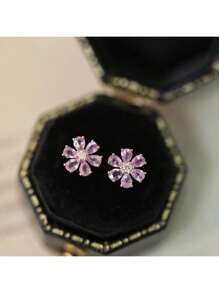 Brincos de prata esterlina 925 sólida com flor de sakura, versáteis, leves e elegantes para uso diário e no trabalho