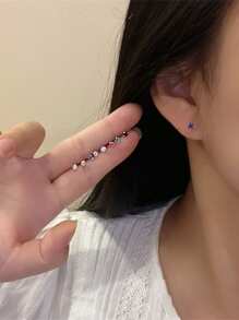 9Pcs/Set Multi-Color Pearl & Zirconia Stud Earrings Set, Simple Korean Style Earrings Accessories For Women