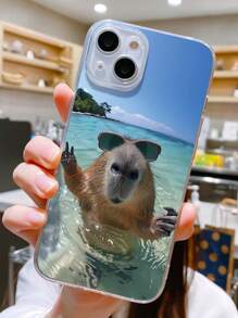 1 pieza Funda de teléfono transparente de TPU con patrón artístico personalizado de rata de agua, compatible con iPhone 16 Pro/16 Plus/15/15 Pro Max/15 Pro/11/12/13/14 Pro Max/11 Pro/11 Pro Max/12 Pro/12 Pro Max/13 Pro/13 Pro Max/14 Pro/14 Pro Max, funda suave, creatividad premium, resistente al agua, a los golpes y a los arañazos