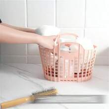 1pc Foldable Dirty Clothes Storage Basket - Modern Simple Large Capacity Laundry Basket, Home Bathroom Seam Storage Basket, Portable Folding Design Suitable For Dirty Clothes/Toys/Cosmetics Storage, White/Pink/Blue, Back To School