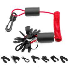 Universal Boat Lanyard - Comes With 7 Keys And Key Rings - Floats On Water, Kill Switch Cords For Watercraft, Jet Skis, And Outboard Engines (Red/Blue/Black)