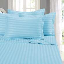 Elegant Comfort, Softest, Coziest 6-Piece Sheet Sets! 1500 Hotel Quality Luxurious Wrinkle Resistant Damask Stripe Bed Sheet Set, Black - Bedding 2025 - Aqua Blue - 查看 1