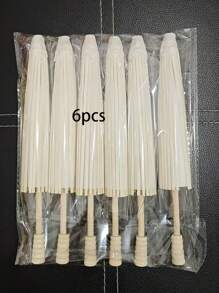 6pcs/White Paper Umbrella For Wedding Decoration; Hand-Painted White Paper Umbrella For Wedding Photography Decoration