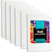 6 pezzi, Pannelli di tela bianca - 4x6 pollici, 4x4 pollici, tavolette di qualità artistica per dipingere con acrilico, gouache, tempera - Forniture artistiche per adulti, professionisti - Ideali per Ringraziamento, Natale, San Valentino, Ritorno a Scuola, Forniture scolastiche