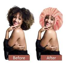 Gorro de ducha reutilizable y ajustable de doble capa impermeable, grande para todo tipo de cabello, para el spa y el baño de niñas, suave para el cabello largo de las mujeres
