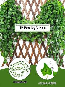 12/24pcs/Set Or 1pc/Pack Artificial Green Ivy Vines, Realistic Hanging Artificial Ivy Wreath For Wedding, Bedroom, Garden, Balcony, Swing, Mall, Staircase Decor, Greenery Backdrop, Jungle Theme Party Supplies. Easy To Install And Remove, Faux Plants, Autumn Decor, Room, Desk, Garden Decoration, Valentine's Day Gift - Multicolor - View 5
