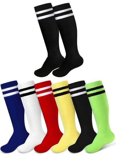 1 Pair Children/Youth Soccer/Baseball/Softball Sports Knee-High Socks, Unisex Casual Knee Socks Suitable For 2-12 Years Old Boys And Girls