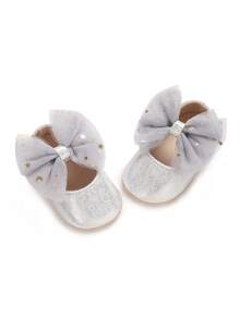 Infant Girls 0-1 Years Old Versatile Soft Bottom Princess Walking Shoes, Spring/Autumn - Silver - View 6