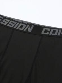 KOVSEE 2 Pcs Solid Color Tight Compression Leggings, Sports Basketball Training Left 7/4 Length & Right 5/8 Length, Breathable High Elasticity For Fitness Running