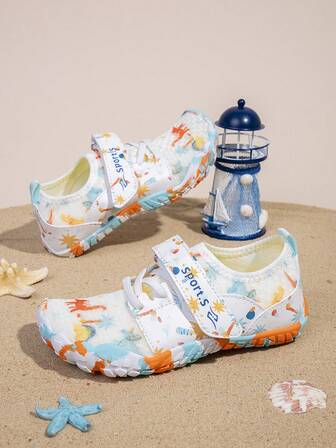 Kids' Hook And Loop Beach Shoes Breathable Sand-Proof Quick Drying Water Shoes For Children Outdoor Activities Skipping Rope Climbing Non-Slip