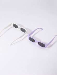 1-4副/套 女士方形塑料多巴胺时尚眼镜组合，适合日常佩戴、度假、音乐节、Y2K风格