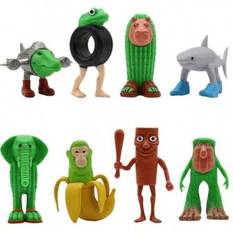 1/4/8 件新推出的山大清系列鲨鱼穿鞋雕像木制娃娃模型，桌面装饰 - 节日礼物 - 完美礼物 - 生日礼物 - 趣味娃娃 - 热销娃娃