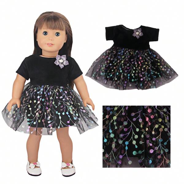 1 pièce Jolie robe en tulle à pois colorée, convient pour les poupées bébé de 18 pouces, les poupées Reborn, les accessoires de jouets, les cadeaux d'anniversaire, les fêtes de vacances