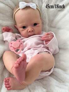 18inch 45cm Full Soft Vinyl Body Reborn Baby Asleep Doll Realistic Newborn Bath Toy With 3D-Painted Skin And Visible Veins Bebe Girl Alive Art Birthday Gift - 全身乙烯基娃娃 - 查看 2