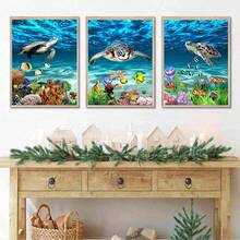 1/3pcs Canvas Wall Art For Living Room Large Size Wall Decor For Bedroom Bathroom Wall Decoration Blue Ocean Sea Turtle Paintings Modern Shark Pictures Artwork Office Decor Framed/ Unframed - Multicolor - View 21