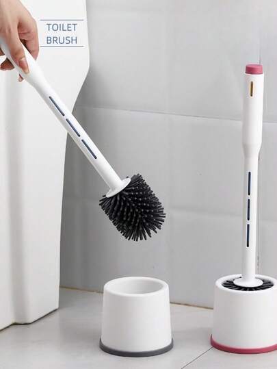 1 PIEZA Cepillo de inodoro poderoso con cámara de solución de limpieza incorporada - Cabezal de cepillo de goma suave y mango largo, ideal para baños domésticos, casas de alquiler, estancias, hoteles y limpieza de propiedades | Perfecto para amas de casa, maridos, inquilinos de alquiler y personal de limpieza (Accesorio de baño)