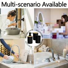 4 pièces/set Ensemble d'accessoires de salle de bain nordique, Bouteille de distribution de shampoing, gel douche et désinfectant, Porte-brosse à dents, Gobelet pour rince-bouche, Palettes Ensemble de salle de bain Rentrée scolaire