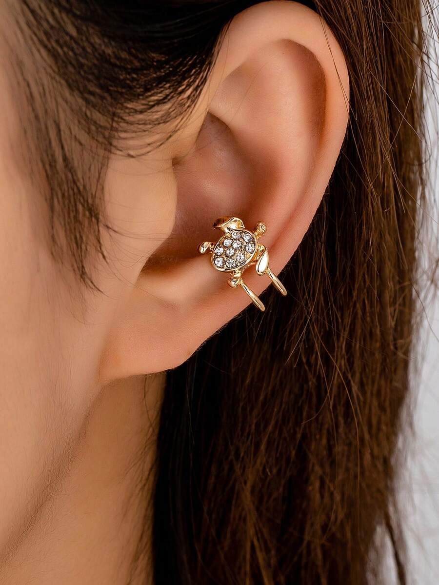 1 Stück Meerschildkröten Ohr Manschette, Damen Sommer Strand Element Manschetten Ohrringe - Gold - Übersicht 1