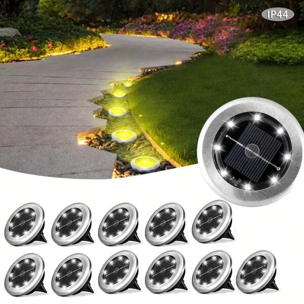 Luci solari Solpex per esterni, luce solare da giardino, luci solari da esterno impermeabili, Luci da esterni solari, Luce notturna, Lampada a LED, In acciaio inossidabile 8/10/16 LED luce notturna con design a perline luminose di grandi dimensioni