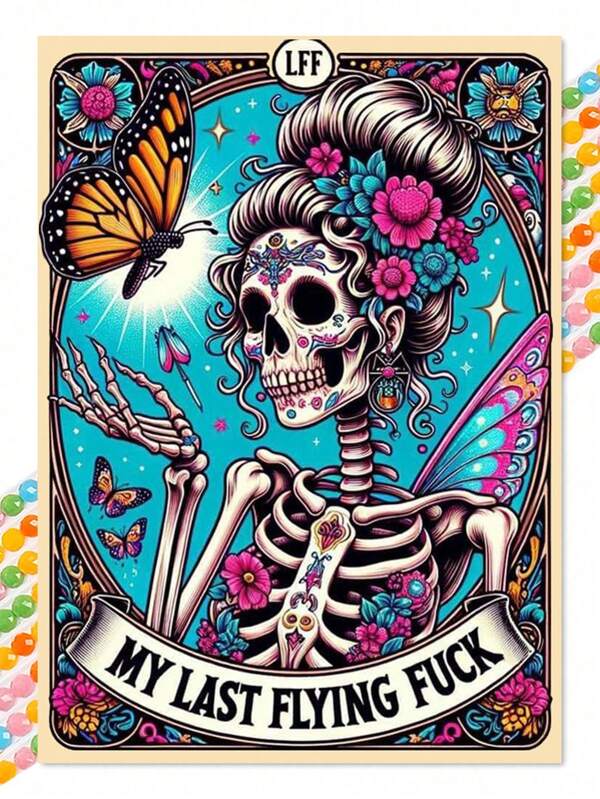 1Pcs Skull Woman Diamond Handmade Diamond Skeleton Art Embroidered Mosaic Set For Home Decoration Gifts 30x40cm/11.81x15.75in
