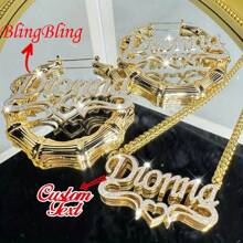 Individuell gefertigter glänzender zweischichtiger Namensketten- und Ohrringset, personalisierte Boho-Stil Bambusknotenohrringe, mattierte Edelstahl-Buchstaben-Herzform-3D-Paar-Halskette, Muttertagsgeschenk, bleibendes Geschenk für sie