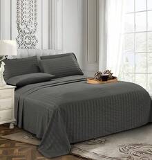 Elegant Comfort, Softest, Coziest 6-Piece Sheet Sets! 1500 Hotel Quality Luxurious Wrinkle Resistant Damask Stripe Bed Sheet Set, Black - Bedding 2025 - 灰色 - 查看 8