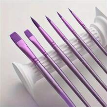 6pcs Professional Painting Brush Set For Acrylic, Watercolor, Oil, Gouache - Multifunctional Pen Body And Pen Surface Wooden Handle Artist Brush, Smooth To Use, Easy To Clean - Suitable For DIY Art Projects, Christmas, Halloween, Thanksgiving Crafts Materials,Back To School,School Supplies