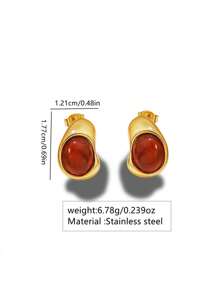 1 par de pendientes de acero inoxidable con forma geométrica en tonos granates, adecuados para que las mujeres los usen en fiestas o como regalo para amigos