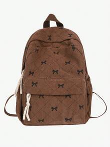 Grand sac à dos pour femme, design minimaliste avec nœud, polyvalent et ; sac de maternité en velours côtelé compact et casual, convient aux étudiantes, sac à dos mignon avec nœud, fournitures scolaires, sac d'école, sac de rentrée scolaire, sac à dos grande capacité, sac d'étudiant, sac de rentrée, grande capacité, léger, portable - Multicolore - Voir 14