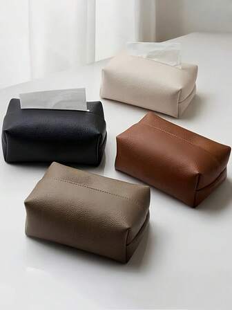Tissue Box Cover For Tabletop, Bathroom, Car, Office, Rectangle PU Leather Tissue Box Holder, Modern Tissue Case Facial Paper Organizer