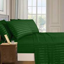 Elegant Comfort, Softest, Coziest 6-Piece Sheet Sets! 1500 Hotel Quality Luxurious Wrinkle Resistant Damask Stripe Bed Sheet Set, Black - Bedding 2025 - Hunter Green - 查看 5