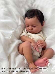 50cm 20inch Sleeping Reborn Black Baby Art Doll Toy Like Real (Soft Vinyl Limb, Cloth Body) Newborn Bebe Girl Birthday Gift For 3+ Children (Some Parts Random) - 米色 - 查看 1
